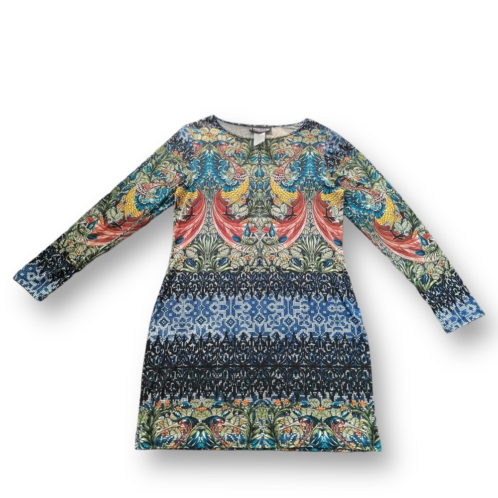 The Pyramid Collection Longsleeve Tattoo Graphic Print Dress Women's Size Large